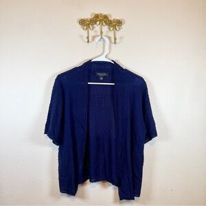 Perceptions Deep Blue Knit Cardigan. Short Sleeve Dainty detailing. Size XL